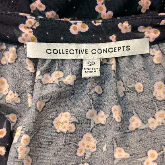Collective Concepts Navy Pink Floral Long Sleeve Faux Wrap Jersey Dress S Petite - Picture 11 of 11